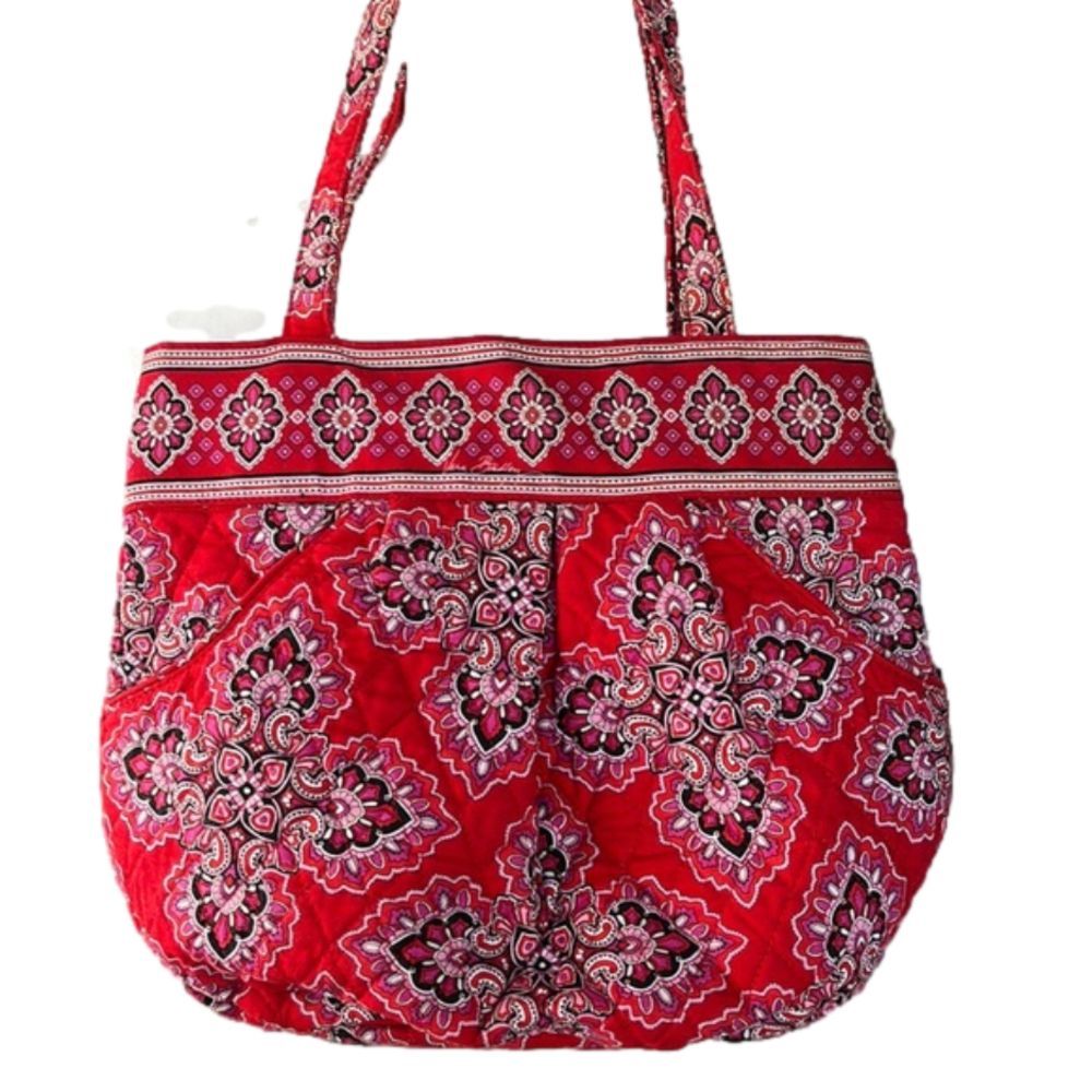 Vera Bradley Frankly Scarlet Red  multipocket zip shoulder bag/retired pattern